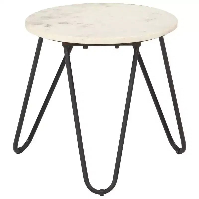 vidaXL Table Basse Table d'appoint Table de Chevet en Pierre Véritable à Texture Marbre