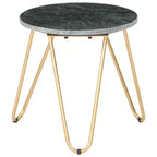 vidaXL Table Basse Table d'appoint Table de Chevet en Pierre Véritable à Texture Marbre