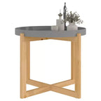 vidaXL Table Basse Ronde Table d'Appoint Canapé Bois d'Ingénierie Bois Massif de Pin - Blanc