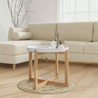 vidaXL Table Basse Ronde Table d'Appoint Canapé Bois d'Ingénierie Bois Massif de Pin - Blanc