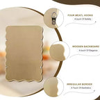 Miroir mural ondulé 30x20 avec cadre en bois, style bohème pour salle de bain, chambre, entrée et ferme