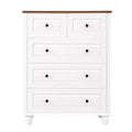 AEELLEEA 5 Drawer Cabinet for Bedroom MDF Wooden Storage Cabinet Organizer Modern Chest of Drawer for Living Room Hallway White