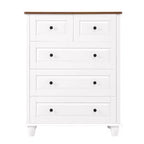 AEELLEEA 5 Drawer Cabinet for Bedroom MDF Wooden Storage Cabinet Organizer Modern Chest of Drawer for Living Room Hallway White