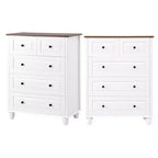 AEELLEEA Commode à 5 tiroirs pour chambre à coucher, meuble de rangement en MDF, commode moderne pour salon, couloir, blanc