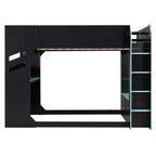Lit mezzanine Luxystar avec bureau réglable en hauteur, lumières RVB et rangements, lit double gain de place