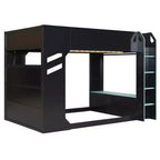 Lit mezzanine Luxystar avec bureau réglable en hauteur, lumières RVB et rangements, lit double gain de place