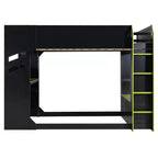 Lit mezzanine Luxystar avec bureau réglable en hauteur, lumières RVB et rangements, lit double gain de place