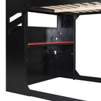 Lit mezzanine Luxystar avec bureau réglable en hauteur, lumières RVB et rangements, lit double gain de place