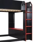 Lit mezzanine Luxystar avec bureau réglable en hauteur, lumières RVB et rangements, lit double gain de place