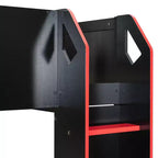 Lit mezzanine Luxystar avec bureau réglable en hauteur, lumières RVB et rangements, lit double gain de place
