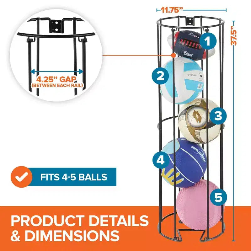 Modern Innovations Wall Mounted Vertical Ball Storage Rack