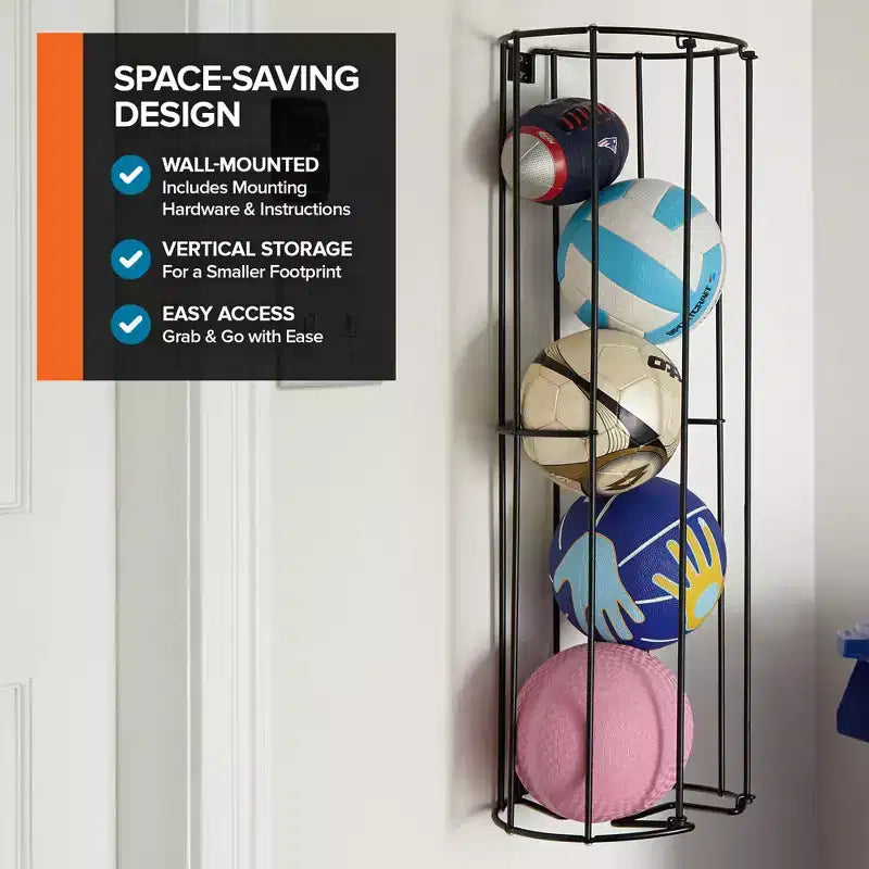 Modern Innovations Wall Mounted Vertical Ball Storage Rack
