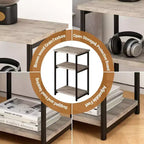 COZONY Table d'appoint à 3 niveaux avec rangement, petite table de chevet et table de téléphone, table de nuit haute à cadre métallique pour salon, chambre, bureau, salle de bain