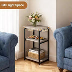 COZONY Table d'appoint à 3 niveaux avec rangement, petite table de chevet et table de téléphone, table de nuit haute à cadre métallique pour salon, chambre, bureau, salle de bain