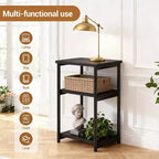 COZONY Table d'appoint à 3 niveaux avec rangement, petite table de chevet et table de téléphone, table de nuit haute à cadre métallique pour salon, chambre, bureau, salle de bain