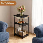 COZONY Table d'appoint à 3 niveaux avec rangement, petite table de chevet et table de téléphone, table de nuit haute à cadre métallique pour salon, chambre, bureau, salle de bain