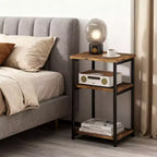 COZONY Table d'appoint à 3 niveaux avec rangement, petite table de chevet et table de téléphone, table de nuit haute à cadre métallique pour salon, chambre, bureau, salle de bain