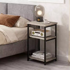 COZONY Table d'appoint à 3 niveaux avec rangement, petite table de chevet et table de téléphone, table de nuit haute à cadre métallique pour salon, chambre, bureau, salle de bain