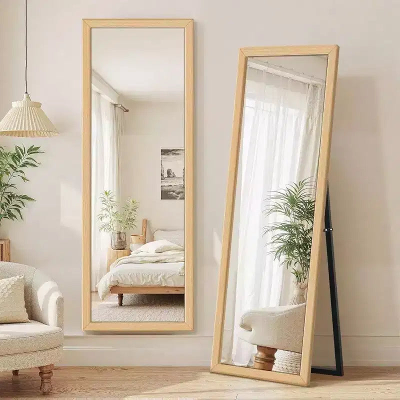 Miroir Mural Grande Taille Miroir sur Pied Pleine Longueur Grand Miroir de Sol Mural pour Porte Chambre Salle de Bain Salon avec Cadre en Bois