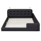 Luxystar Lit plateforme tapissé en similicuir grandeur queen avec 2 lampes de lecture