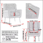 Fauteuil d'appoint moderne de 95,5 cm, fauteuil de lecture rembourré en mousse avec coussin et dossier haut, fauteuil de salon capitonné en tissu chenille
