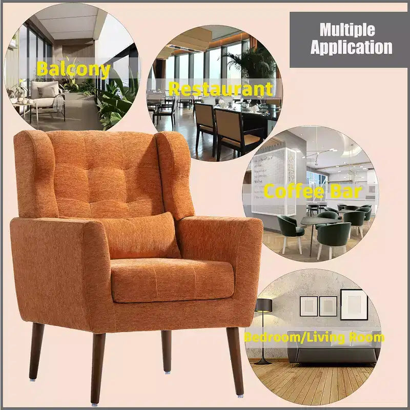 Fauteuil d'appoint moderne de 95,5 cm, fauteuil de lecture rembourré en mousse avec coussin et dossier haut, fauteuil de salon capitonné en tissu chenille