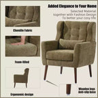 Fauteuil d'appoint moderne de 95,5 cm, fauteuil de lecture rembourré en mousse avec coussin et dossier haut, fauteuil de salon capitonné en tissu chenille