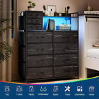 Commode Acekool 8+3 tiroirs en tissu, avec étagères, poches et crochets, organisateur de rangement pour placard