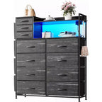 Commode Acekool 8+3 tiroirs en tissu, avec étagères, poches et crochets, organisateur de rangement pour placard