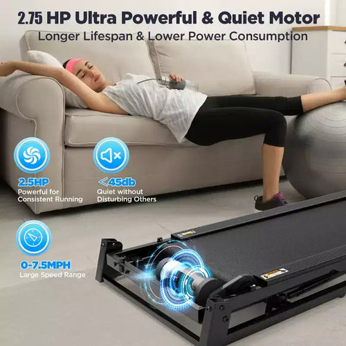 Tapis de course pliable de 2,75 CV avec capacité de 136 kg, 3 niveaux d'inclinaison, 71 programmes, connexion via application intelligente, tapis de course portable de 12 km/h pour le jogging et la marche à domicile