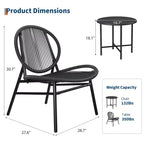 Ensemble bistrot 3 pièces pour terrasse avec 2 chaises et une petite table, salon de jardin moderne Acapulco en rotin pour patio, jardin, balcon, noir