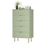 Acekool 5 Drawer Dresser, Tall Modern Chest with Fluted Panels & Wide Gold Handles, Bedroom Storage Organizer for Closet, Living Room, Entryway