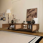 Console TV MAYEERTY avec grand espace de rangement pour salon, chambre à coucher, centre de divertissement avec étagère ouverte