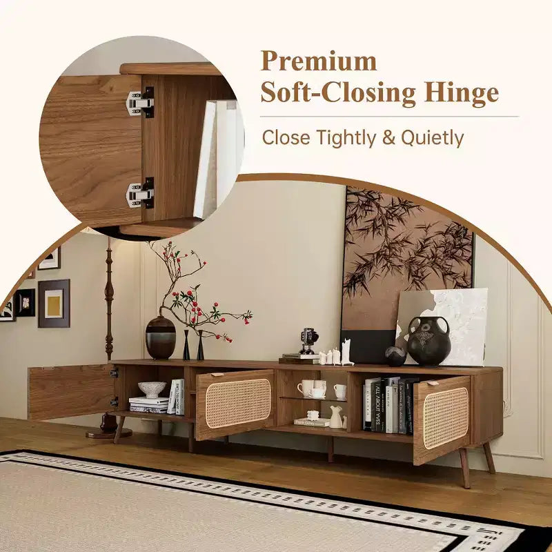Console TV MAYEERTY avec grand espace de rangement pour salon, chambre à coucher, centre de divertissement avec étagère ouverte