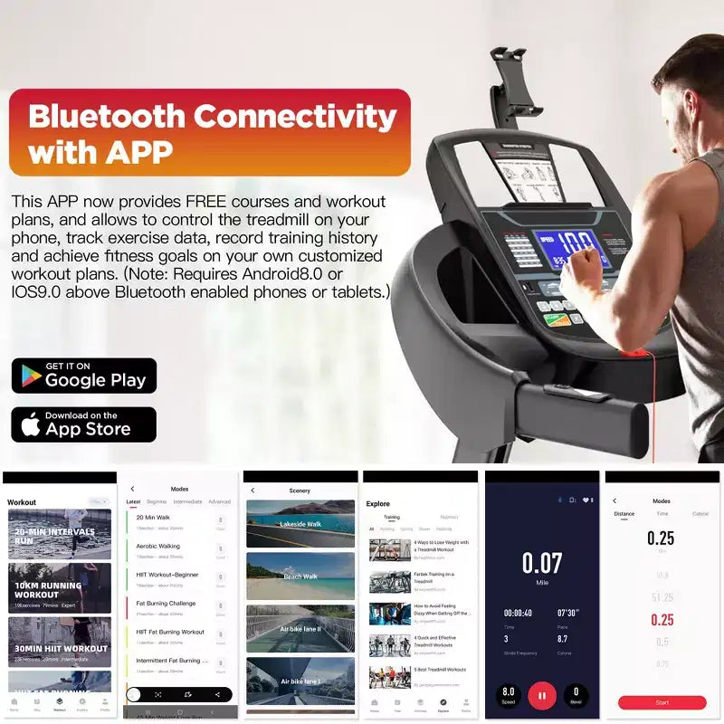 Tapis de course à inclinaison automatique de 20%, 4,75 CV, 136 kg pour la maison, machine de course et de marche pliable de 19 km/h avec application, 71 programmes pour des entraînements d'intensité variée