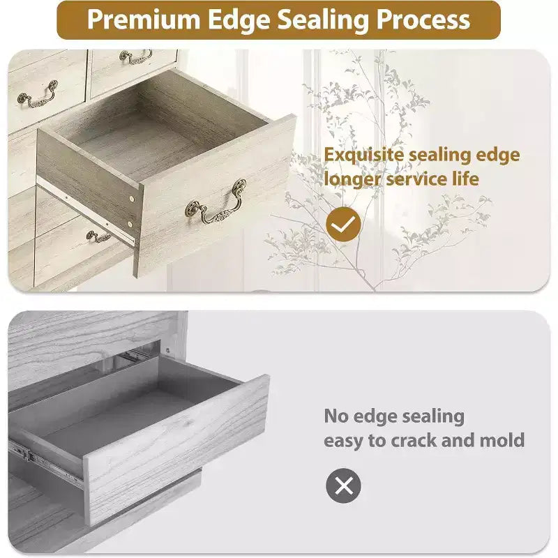 Commode de Ferme à 9 Tiroirs Acekool avec Poignées en Métal, Organisateur de Rangement Rétro pour Chambre, Salon, Entrée