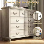 Commode de Ferme à 9 Tiroirs Acekool avec Poignées en Métal, Organisateur de Rangement Rétro pour Chambre, Salon, Entrée