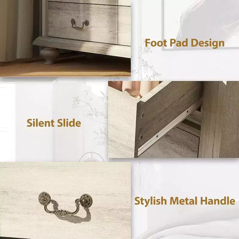 Commode de Ferme à 9 Tiroirs Acekool avec Poignées en Métal, Organisateur de Rangement Rétro pour Chambre, Salon, Entrée