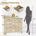 Commode de Ferme à 9 Tiroirs Acekool avec Poignées en Métal, Organisateur de Rangement Rétro pour Chambre, Salon, Entrée