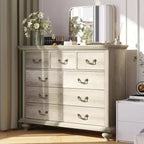 Commode de Ferme à 9 Tiroirs Acekool avec Poignées en Métal, Organisateur de Rangement Rétro pour Chambre, Salon, Entrée
