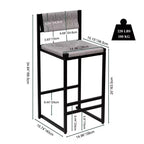 Lot de 2 tabourets de bar hauts en corde de papier tressée, capacité de charge maximale de 100 kg
