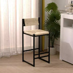Lot de 2 tabourets de bar hauts en corde de papier tressée, capacité de charge maximale de 100 kg