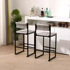 Lot de 2 tabourets de bar hauts en corde de papier tressée, capacité de charge maximale de 100 kg