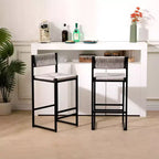 Lot de 2 tabourets de bar hauts en corde de papier tressée, capacité de charge maximale de 100 kg