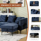 GDFStudio Zarin 85 Canapé sectionnel moderne 4 places en chenille avec pouf de rangement