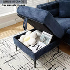 GDFStudio Zarin 85 Canapé sectionnel moderne 4 places en chenille avec pouf de rangement