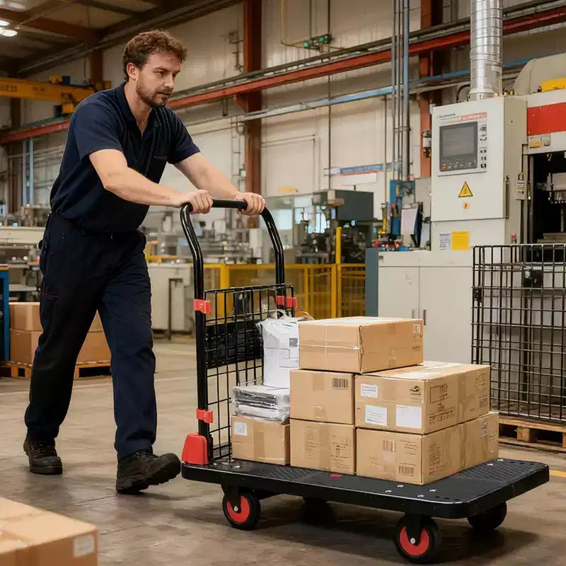 Heavy Duty Hand Moving Cart 1000LBS Capacity Platform Truck Cart with Cage,Folding Carts with Wheels,Foldable Dolly Carts with Basket