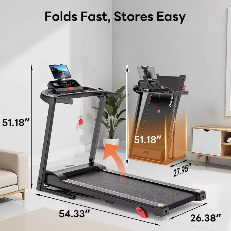 Tapis de course avec inclinaison pour la maison, tapis de course pliable 3-en-1 avec capacité de 136 kg, 12 km/h, bande large de 40,6 cm, 64 programmes, support pour les genoux