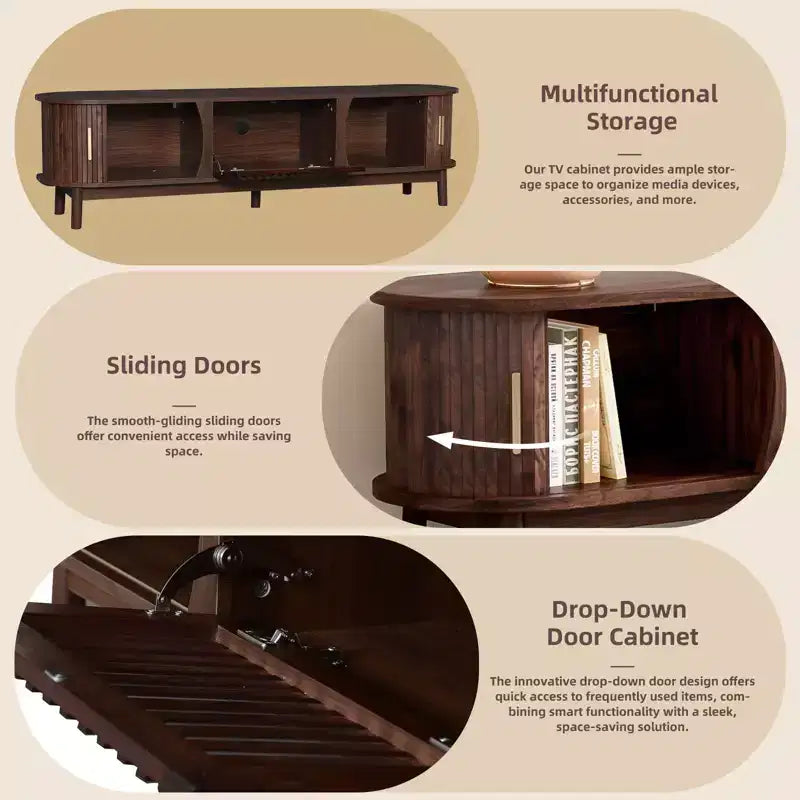 Meuble TV de ferme pour téléviseurs de 75 pouces, Console TV avec armoire de rangement pour salon ou chambre à coucher