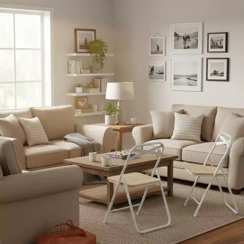 Chaise pliante FurnitureR avec siège en bois MDF et cadre en métal robuste, chaise pliante légère et peu encombrante pour la salle à manger, le patio et les sièges supplémentaires